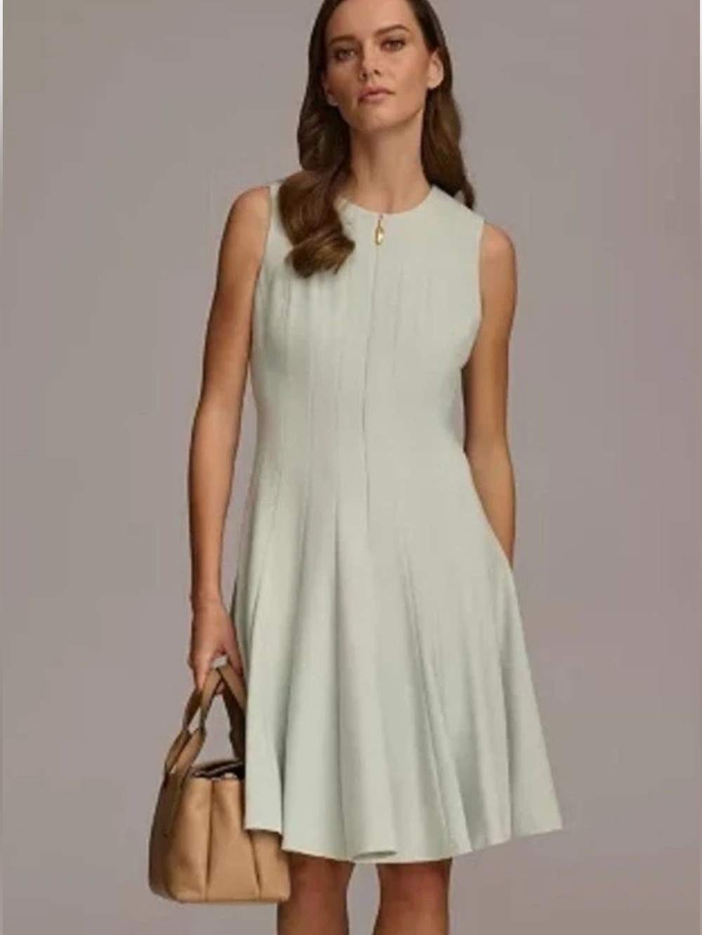Donna Karan Mint Sleeveless Flared Shift Dress